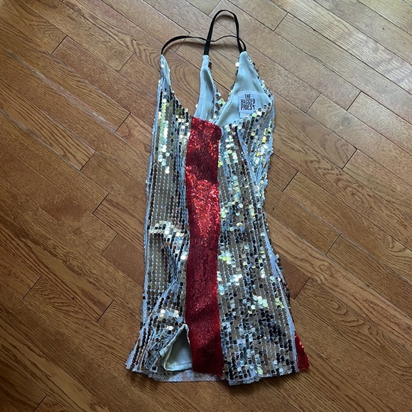 Silver Sequin Mini Dress - Holiday Party - New Years Eve - Evening Wear - Picture 3 of 4